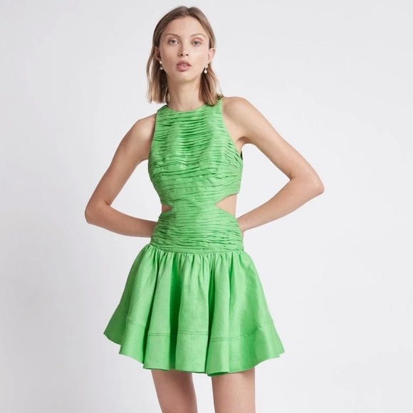 Introspect Cut Out Mini Dress | Grass Green | Aje - Picture 2 of 3